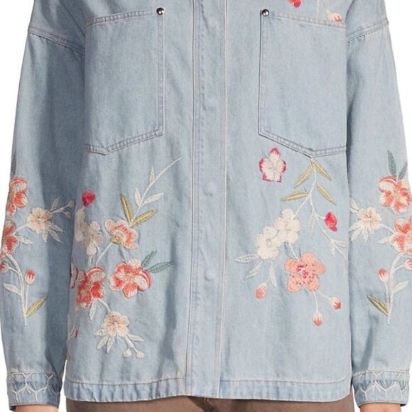 NWT JOHNNY Was Cherri Floral Denim Overshirt New with tag SIZE US XL​​ - Picture 8 of 9